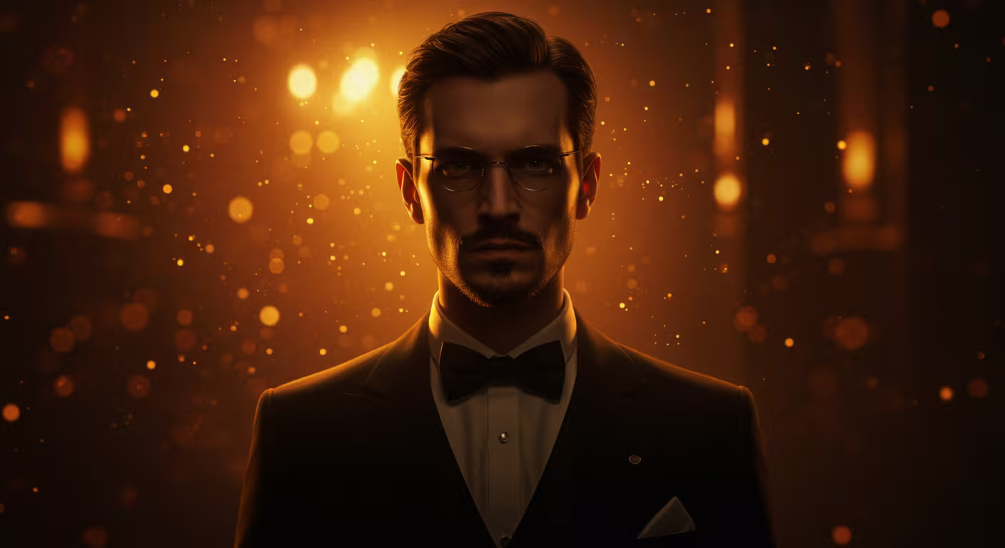 Professional croupier portrait in moody light